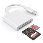 [Apple MFi Certified] Lightning to SD Card Reader for iPhone, Dual Card Slot Memory Card Readers Supports SD and TF Card, iPhone SD Card Reader Adapter for iPhone 14 13 12 11 XS XR X 8, Plug and Play