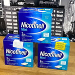 🟢 3 x Nicotinell 2mg Mint 204 Medicated Chewing Gum Nicotine Quit Smoking Aid