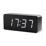 Fikujap Wooden Alarm Clock, Led Display, with Snooze Time Temperature Function, for Living Room Bedroom Office,B