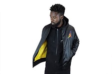 Nike M J SPRT DNA Hbr Satin JKT Veste de Sport Homme Black/Amarillo FR: L (Taille Fabricant: L)