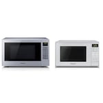 Panasonic CT57 Slim Combination Microwave Oven & Grill with Turntable, 27 Litres, 1000 W Power, 29 pre-set menus, Silver & NN-E28JMMBPQ Compact Solo Microwave Oven with Turntable, 800 W, 20 Litres