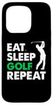 Coque pour iPhone 15 Pro Eat Sleep Golf Repeat, Golf Tshirt for Women, Men, Golf Tee