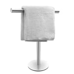 Bath Hand Towel Holder Stand for Bathroom Vanity Countertop Brushed Finish T-Shape Towel Bar Rack Stand Towel Bar for Bathroom Kitchen