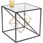 Kare Design Side Table Prisma, Black/Gold, Steel, Easy Assemble, Coffee Table for Living Room, Bedroom, Hallway 45x45x45 cm (H/W/D)