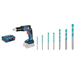 Bosch Professional 18V System Cordless Drywall Screwdriver GSR 18V-EC TE (without batteries and charger, in L-BOXX) + 7x Expert CYL-9 MultiConstruction Drill Set (for concrete, Ø 4-12 mm, accessories)