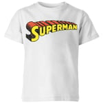 DC Superman Telescopic Crackle Logo Kids' T-Shirt - White - 7-8 Years - White