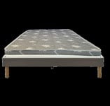 King of Dreams Matelas + sommier Gris 200x200 x 22 cm - Ferme - Face Hiver Laine - ame Rembourrage 100% polesther -