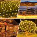 Swanew led lumière net décoration rideau guirlande lumineuse éclairage 8 modes IP44 fête de Noël extérieur intérieur Blanc chaud 3x2M