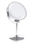 TUKA Dimmable Lumineux Miroir Maquillage, 10x Grossissant LED Miroir cosmétique pour Rasage dans Salle de Bain, À Piles ou avec Prise française, Écran Tactile Variateur d’Intensité, TKD3144-10x