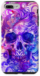 Coque pour iPhone 7 Plus/8 Plus Aquarelle violette ethnique horreur bleu feu flamme crâne