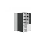 Armoire dressing enfant contemporaine Johane Blanc/anthracite JOKER blc/graphite : armoire