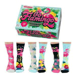 UNITED ODDSOCKS GO FLAMINGO SIX WILD FUNKY ODD SOCKS LADIES UK 4 - 8 GIFT BOXED