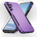 Asuwish Phone Case for Samsung Galaxy A15 5G with Tempered Glass Screen Protector Cover and Slim Thin Hybrid Full Body Protective Mobile Dual Layer Back Cell Accessories A 15 4G 15A Women Men Purple