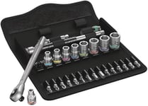 Wera 05004020001 8100 SA 10 Zyklop Metal Ratchet Set with push-through square, 1/4" drive, imperial , 28 pieces