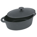 Crealys 501509, COCOTTE Gourmet Onyx ovale en fonte émaillée 4 litres - Extérieur noir et intérieur noir - toutes sources de chaleur y compris induction