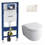 Pack Bati support Geberit et wc suspendu Geberit Icon blanc, sans bord de rincage, avec Kera-Tect