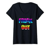 Womens Freak Out 70s Hippie Slang V-Neck T-Shirt