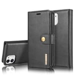 DG.MING iPhone 12 Mini Plånboksfodral med avtagbart skal, Black