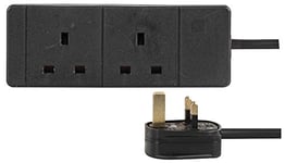 PRO ELEC - Extension Lead, 2 Socket, 10 Metres (Black)