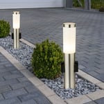 Lumière de Plancher Extérieur Prises Lampe Jardin Terrasses Inox Argent 2er Set