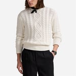 Aran-Knit Cotton Rollneck Sweater - Deckwash White