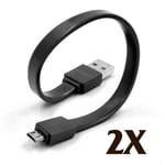 2X 16CM SHORT MICRO USB LEAD CABLE CHARGER FOR BLACKBERRY NOKIA HTC SONY SAMSUNG