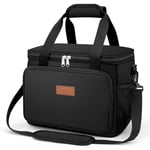 GlasFlength Sac Isotherme Repas 15L, Sac Repas Isotherme Sac Lunch Box Isotherme Portable Lunch Bag Isotherme Grande avec Bandoulière Réglable pour Pique-nique École Bureau Femmes Hommes (Noir)