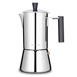 Easyworkz Pedro Cafetière italienne en acier inoxydable pour 4 tasses 200ml Pour induction à gaz et toutes les cuisinières (Argenté)