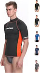 Cressi Sub S.p.A. Rash Guard Man Rash Guard Haute de combinaison en tissu très élastique spéciale, Manches Longues et Courtes, Protection Solaire UV (UPF) 50+ Noir/Orange XXL/6 (56)