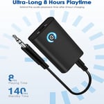 Adaptateur Bluetooth Audio 5.0 Récepteur Bluetooth émetteur 2 en 1 Mini émetteur/récepteur sans fil avec prise de câble audio 3,5 mm 300 MAH récepteur Bluetooth pour voiture TV PC ordinateur portable système stéréo