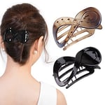 Kavya Large Hair Clips Women, 2 Piece Non Slip Black Matte Hair Claw Clips for Thick Hair and Fine Hair, Hair Accessories for Women