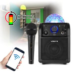 Rechargeable Portable Speaker Bluetooth Music with Party Lights & Microphone BLK