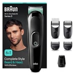 Braun All-in-One Style Kit Series 3 MGK3421, 6-in1 Everyday Grooming Kit for Men, for Beard Trimming, Hair Clipping & More, Beard Trimmer with Ultra-Sharp Blade, Washable Heads & Combs