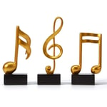 Konst 3 st Musiknot Present Ornament Musikalisk Skulptur Staty Piano Dekor Figur Guld 18cm