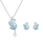 Swarovski 'Iconic Swan' WoMens Base Metal Set: Necklace + Earrings - Silver 5660597 Metal (archived) - One Size