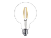 Philips - Led-Glödlampa - Form: Glob - Klar Finish - E27 - 7 W (Motsvarande 60 W) - Klass A++ - Varmt Vitt Ljus - 2700 K