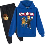 Roblox Hoodie Kostym Barn Varm Hoodie Kläder Roblox printed Hoodie Marinblå 150cm