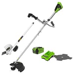 Greenworks Cordless Lawn Trimmer 40V 40cm, 25cm Brush Cutter Blade, Bike Handle, Edger Attachment, incl. 1 Battery 2.5Ah & Charger