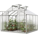 GFP - Serre de jardin Orchidee 4 structure en aluminium 256 x 256 cm panneaux en polycarbonate - avec cadre de fondation et ouvre-fenêtre automatique