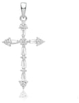 James Moore TH G61131 Silver Fancy Cubic Zirconia Cross Jewellery