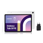 Samsung Galaxy Tab S9 FE Tablette, 10.9'' Wifi 128Go, Chargeur Secteur Rapide 25W Inclus [Exclusivité Amazon], S Pen Inclus, Batterie Longue Durée, Certification IP 68, Argent, Version FR