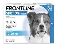 FRONTLINE 611044 Spot on Chien - Anti Puces, Anti-Tiques et Poux - Élimine Puces Pendant 8 Semaines-Tiques Pendant 4 Semaines - pour Chien 10 à 20 kg - Fabriqué en France - 3 Pipettes