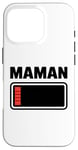 Coque pour iPhone 16 Pro drole Femme fatiguée, maman, faible charge de batterie