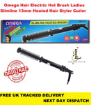 Omega Slimline Heated Brush│Hair Styling Curler│Hot Comb│TangleFree Swivel│In UK