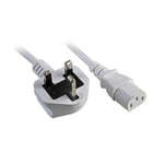 5m Kettle Lead C13 Power Cable Cord UK Plug to IEC C13 PC Monitor TV White