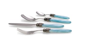 Rivadossi Sandro 4324A04 Laura Set de 24 Pièces Couverts avec Boîte Acier INOX 18/10 + Matière du Manche PMMA Turquoise