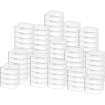 INIOR 100 st transparenta plastpärlor förvaringsbehållare låda liten transparent låda med gångjärnslock liten plastfodral mini fyrkant   3,3 X 3,3 X 1,1 tum