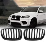 ZMMWDE Gril de Style Sportif de calandre Avant Noir Mat, 2 pièces ,pour BMW X5 E70 07-13