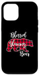 Coque pour iPhone 12/12 Pro Blessed Glammy Bear Red Buffalo Check Plaid Cadeau pour grand-mère