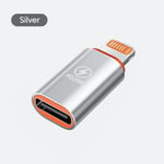 Adaptateur Pd20w Type C Vers Pluies,Charge Haute Vitesse,Pluies,Convertisseur Mâle Vers Type C Femelle,Connecteur Iphone 14 13 Ipad - Type Silver